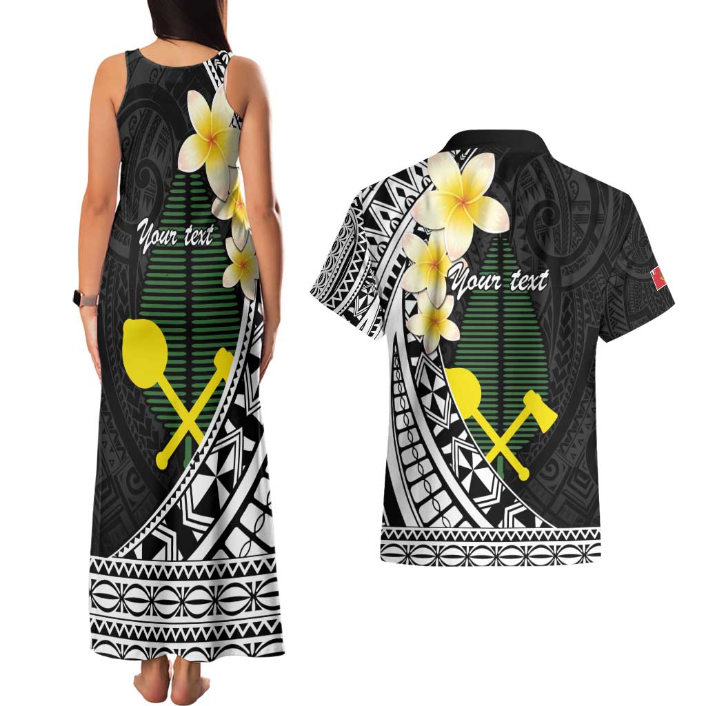 Alo Chiefdom Wallis and Futuna Personalized Couples Matching Tank Maxi Dress and Hawaiian Shirt Frangipani Flowers Polynesian Pattern