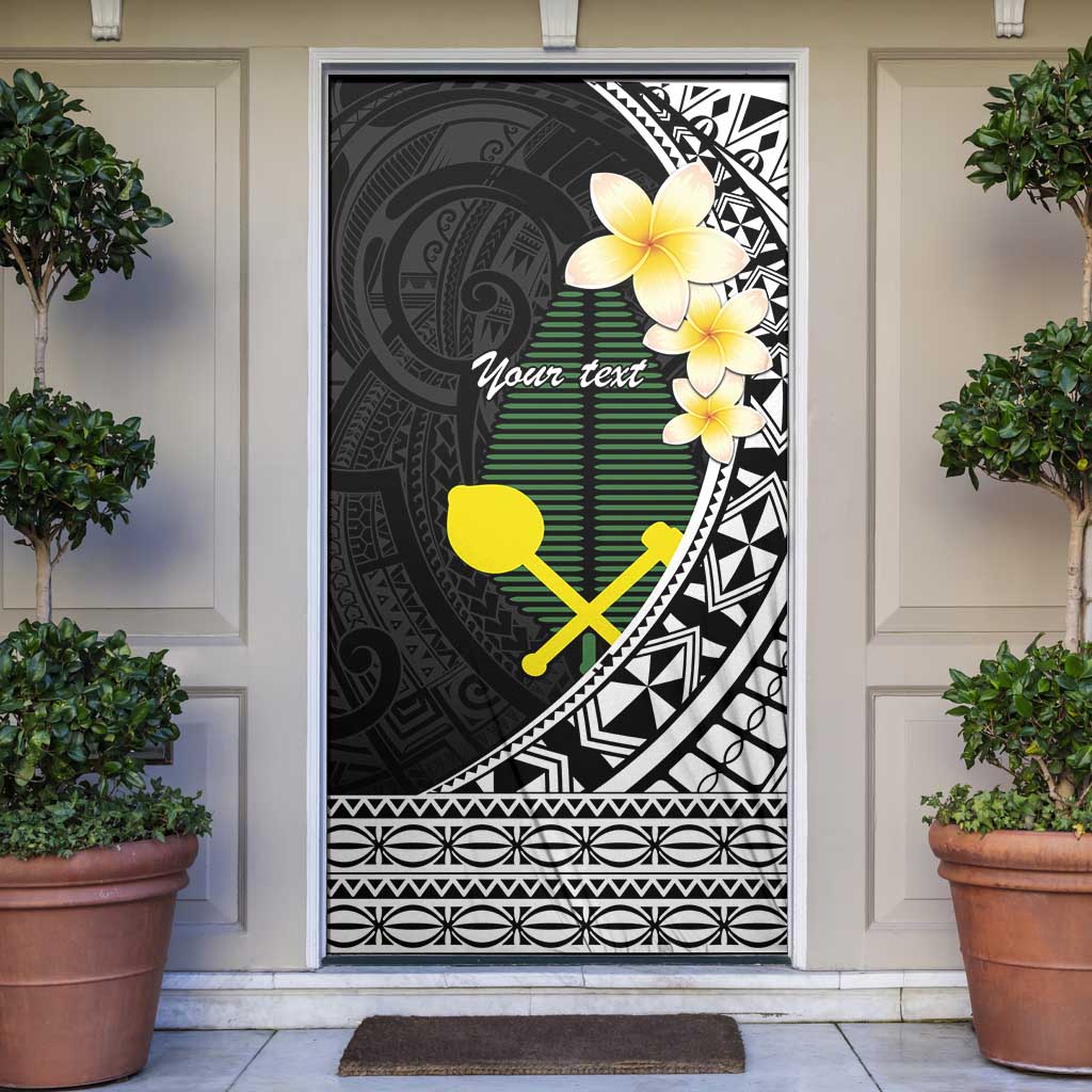 Alo Chiefdom Wallis and Futuna Personalized Door Cover Frangipani Flowers Polynesian Pattern LT9 Black - Polynesian Pride