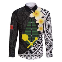 Alo Chiefdom Wallis and Futuna Personalized Family Matching Long Sleeve Bodycon Dress and Hawaiian Shirt Frangipani Flowers Polynesian Pattern
