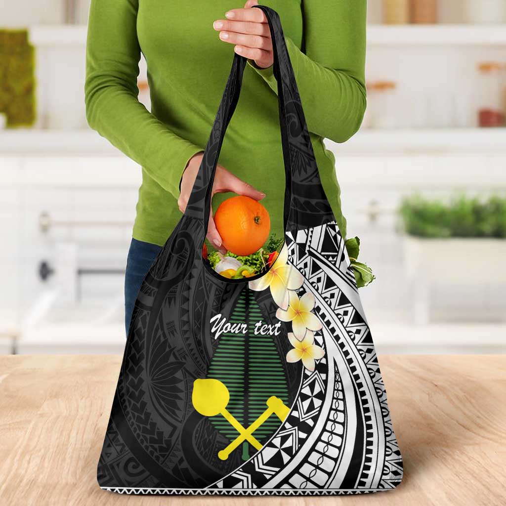 Alo Chiefdom Wallis and Futuna Personalized Grocery Bag Frangipani Flowers Polynesian Pattern