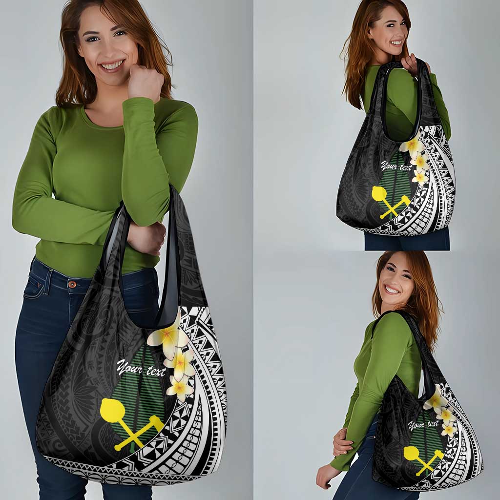 Alo Chiefdom Wallis and Futuna Personalized Grocery Bag Frangipani Flowers Polynesian Pattern