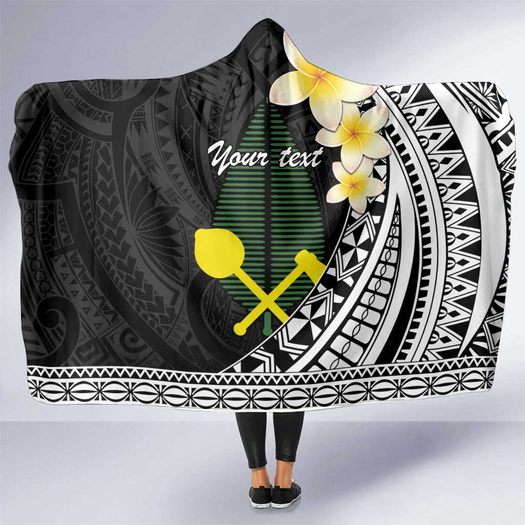 Alo Chiefdom Wallis and Futuna Personalized Hooded Blanket Frangipani Flowers Polynesian Pattern