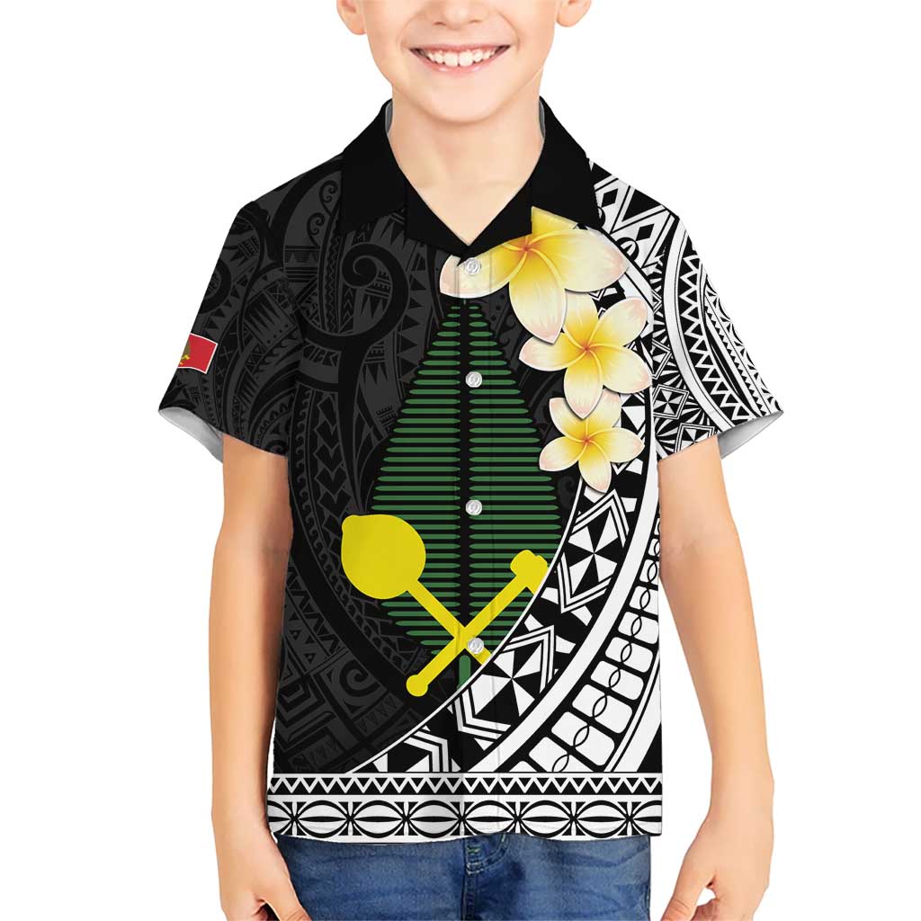 Alo Chiefdom Wallis and Futuna Personalized Kid Hawaiian Shirt Frangipani Flowers Polynesian Pattern LT9 Kid Black - Polynesian Pride