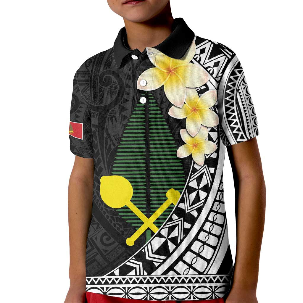 Alo Chiefdom Wallis and Futuna Personalized Kid Polo Shirt Frangipani Flowers Polynesian Pattern LT9 Kid Black - Polynesian Pride