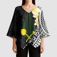 Alo Chiefdom Wallis and Futuna Personalized Kimono Sleeve Blouse Frangipani Flowers Polynesian Pattern - Polynesian Pride