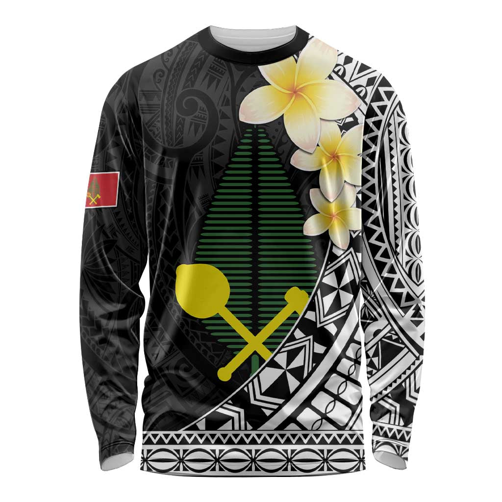 Alo Chiefdom Wallis and Futuna Personalized Long Sleeve Shirt Frangipani Flowers Polynesian Pattern LT9 Unisex Black - Polynesian Pride