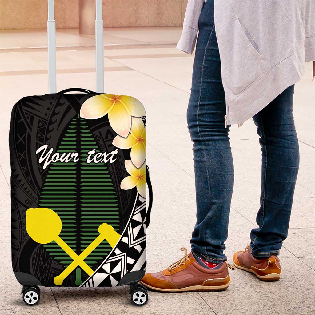 Alo Chiefdom Wallis and Futuna Personalized Luggage Cover Frangipani Flowers Polynesian Pattern LT9 Black - Polynesian Pride
