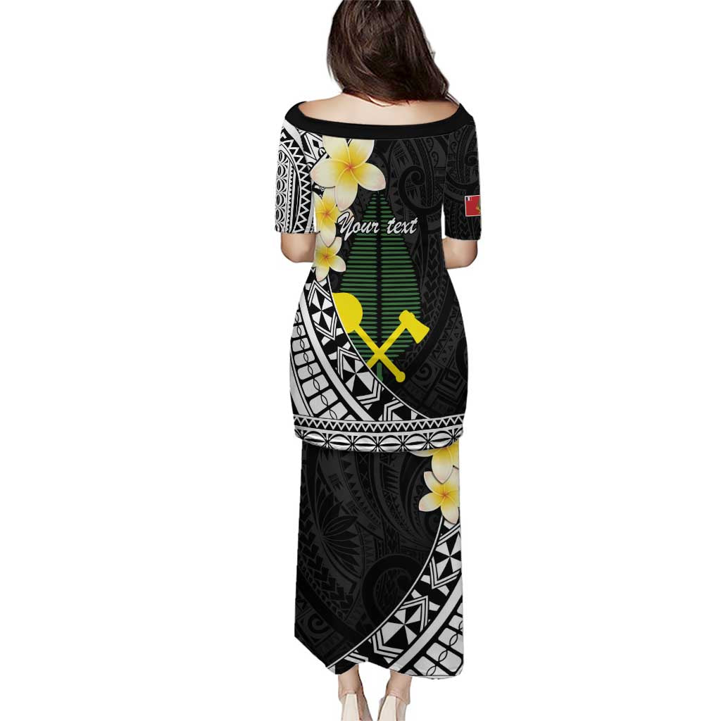 Alo Chiefdom Wallis and Futuna Personalized Puletasi Frangipani Flowers Polynesian Pattern