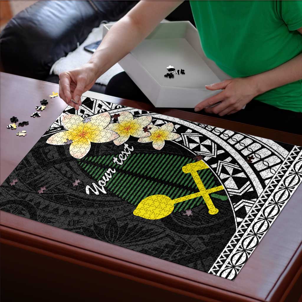 Alo Chiefdom Wallis and Futuna Personalized Puzzle Frangipani Flowers Polynesian Pattern - Polynesian Pride