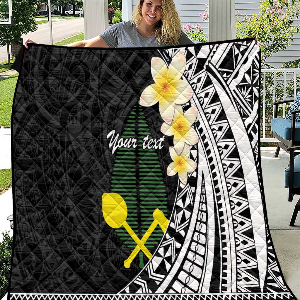 Alo Chiefdom Wallis and Futuna Personalized Quilt Frangipani Flowers Polynesian Pattern LT9 Black - Polynesian Pride