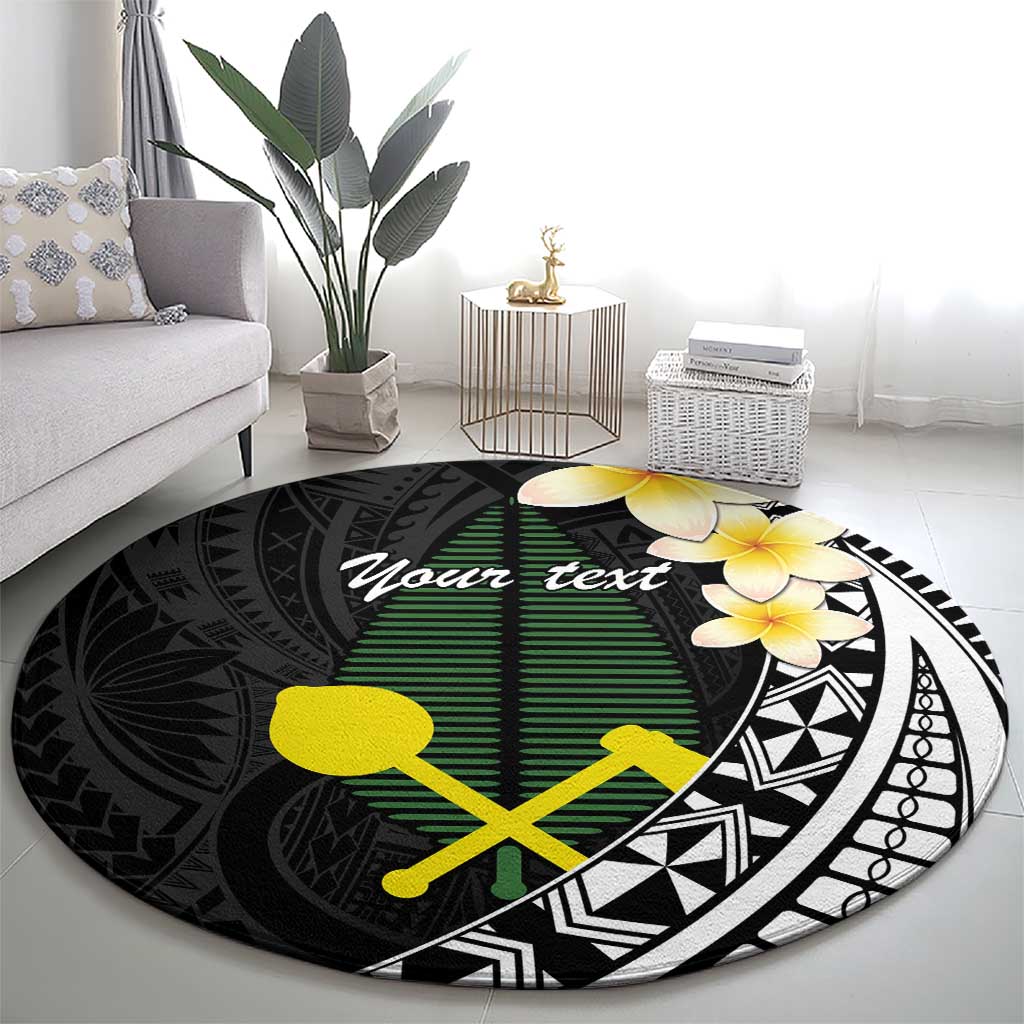 Alo Chiefdom Wallis and Futuna Personalized Round Carpet Frangipani Flowers Polynesian Pattern