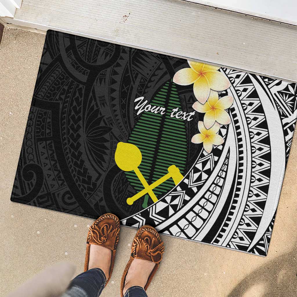 Alo Chiefdom Wallis and Futuna Personalized Rubber Doormat Frangipani Flowers Polynesian Pattern