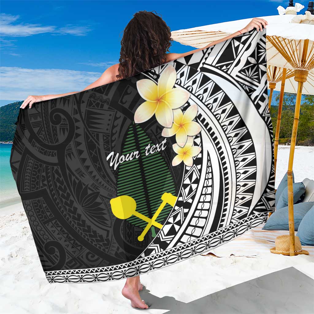 Alo Chiefdom Wallis and Futuna Personalized Sarong Frangipani Flowers Polynesian Pattern LT9 One Size 44 x 66 inches Black - Polynesian Pride