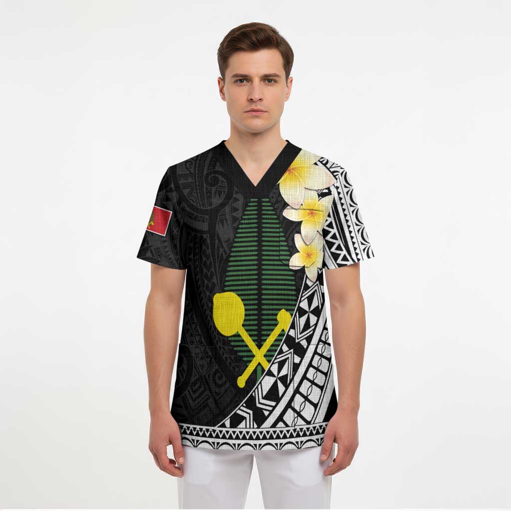 Alo Chiefdom Wallis and Futuna Personalized Scrub Top Frangipani Flowers Polynesian Pattern - Polynesian Pride