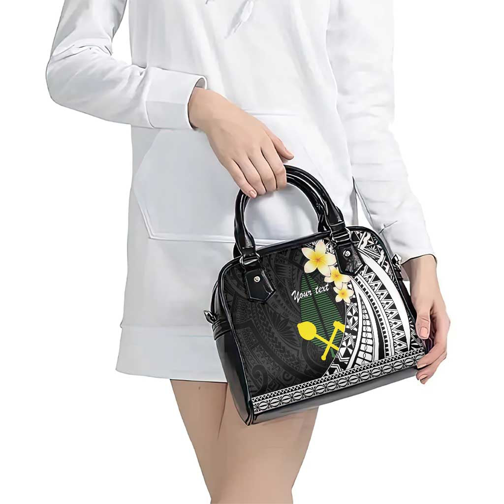 Alo Chiefdom Wallis and Futuna Personalized Shoulder Handbag Frangipani Flowers Polynesian Pattern