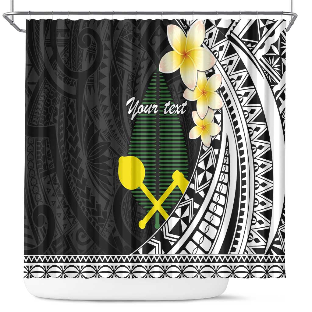 Alo Chiefdom Wallis and Futuna Personalized Shower Curtain Frangipani Flowers Polynesian Pattern LT9 Black - Polynesian Pride