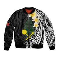 Alo Chiefdom Wallis and Futuna Personalized Sleeve Zip Bomber Jacket Frangipani Flowers Polynesian Pattern