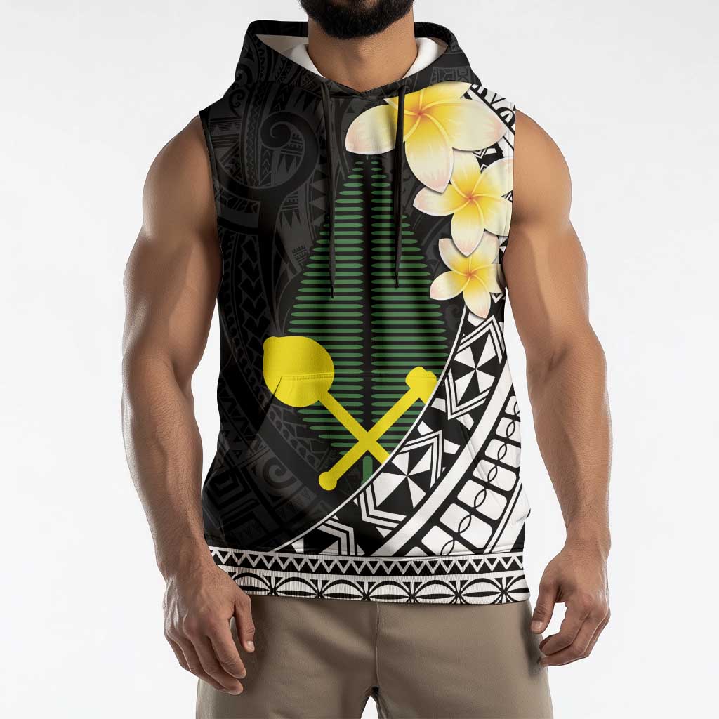 Alo Chiefdom Wallis and Futuna Personalized Sleeveless Hoodie Frangipani Flowers Polynesian Pattern - Polynesian Pride