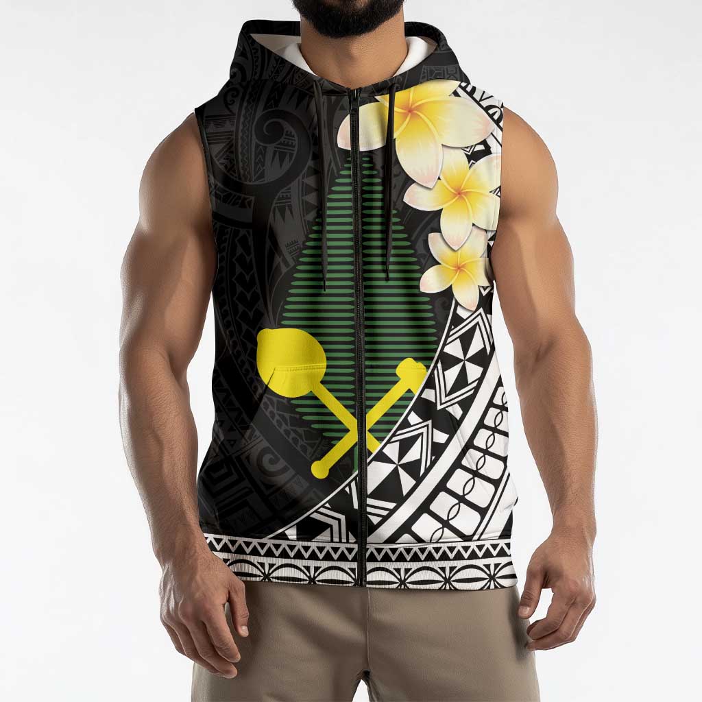 Alo Chiefdom Wallis and Futuna Personalized Sleeveless Zip Hoodie Frangipani Flowers Polynesian Pattern LT9 - Polynesian Pride