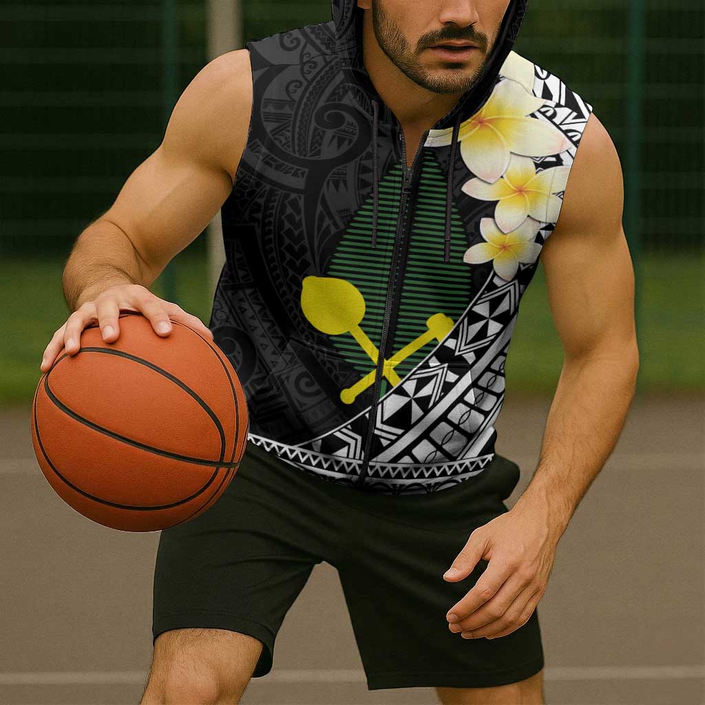 Alo Chiefdom Wallis and Futuna Personalized Sleeveless Zip Hoodie Frangipani Flowers Polynesian Pattern LT9 - Polynesian Pride