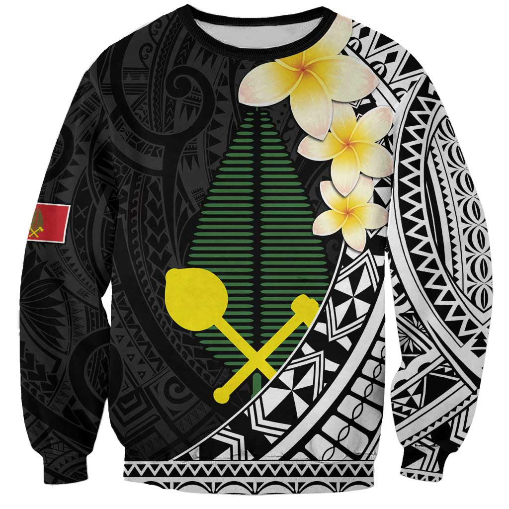 Alo Chiefdom Wallis and Futuna Personalized Sweatshirt Frangipani Flowers Polynesian Pattern LT9 Unisex Black - Polynesian Pride