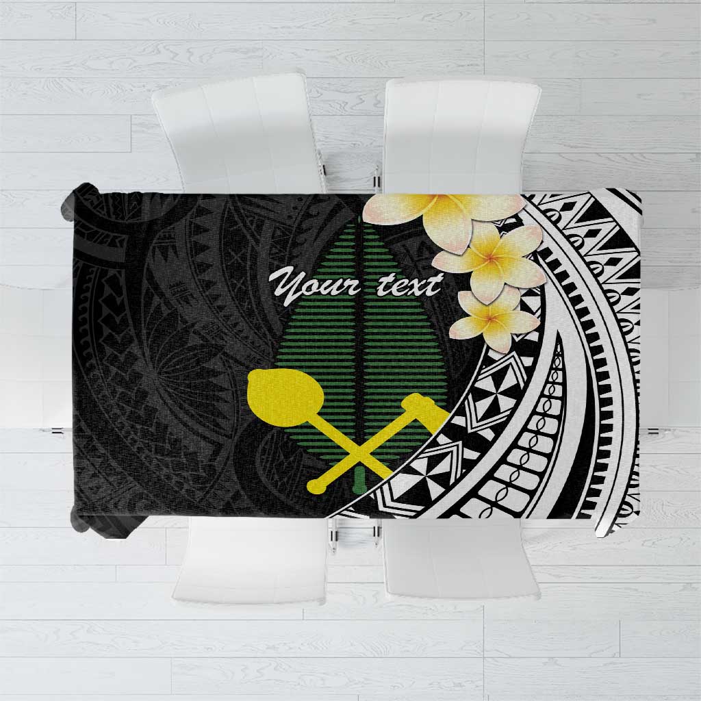 Alo Chiefdom Wallis and Futuna Personalized Tablecloth Frangipani Flowers Polynesian Pattern LT9 Black - Polynesian Pride