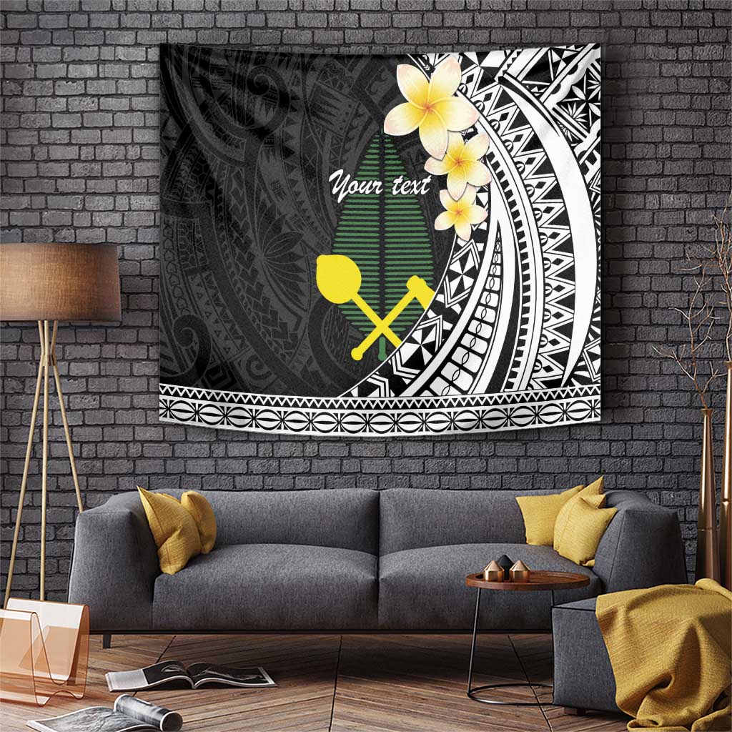 Alo Chiefdom Wallis and Futuna Personalized Tapestry Frangipani Flowers Polynesian Pattern LT9 Black - Polynesian Pride