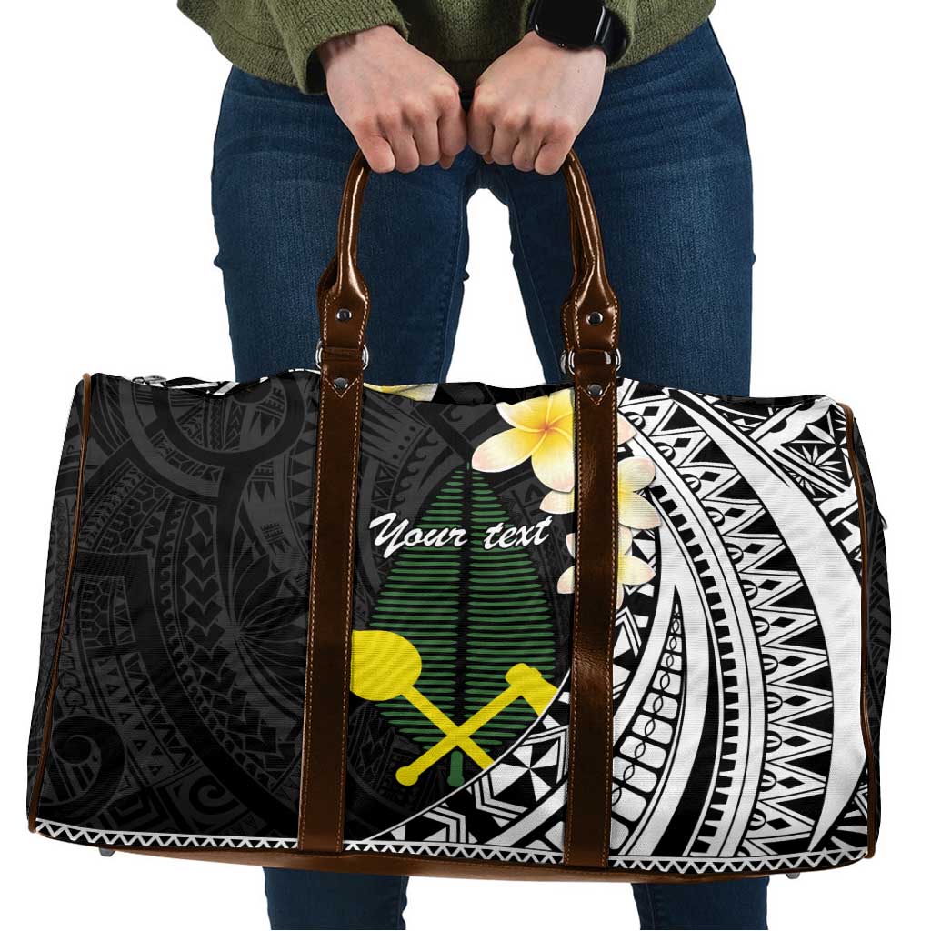 Alo Chiefdom Wallis and Futuna Personalized Travel Bag Frangipani Flowers Polynesian Pattern LT9 Black - Polynesian Pride