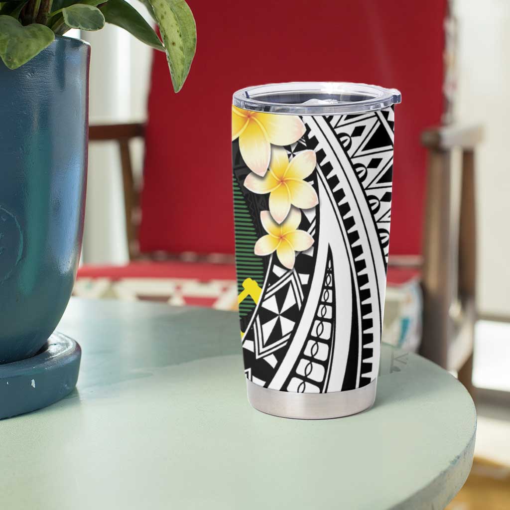 Alo Chiefdom Wallis and Futuna Personalized Tumbler Cup Frangipani Flowers Polynesian Pattern