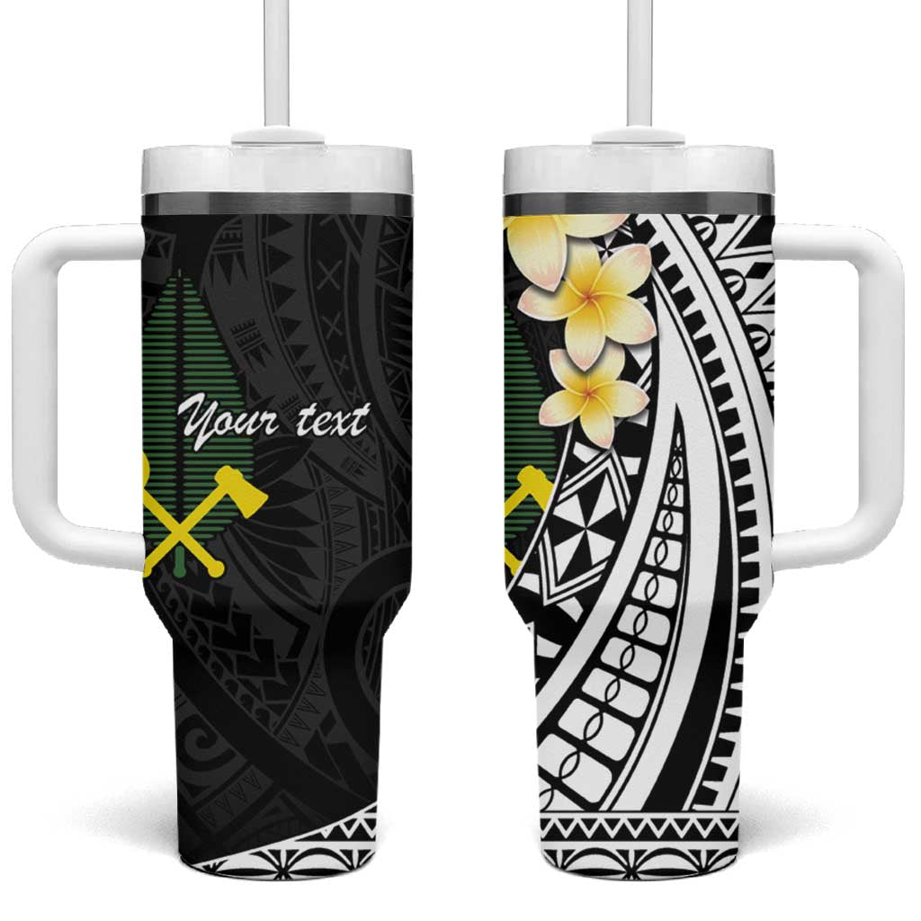 Alo Chiefdom Wallis and Futuna Personalized Tumbler With Handle Frangipani Flowers Polynesian Pattern