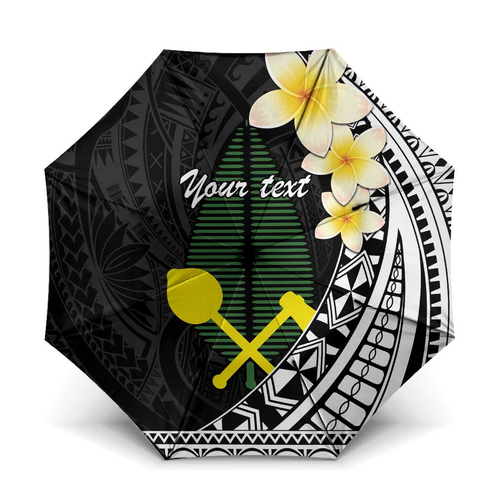 Alo Chiefdom Wallis and Futuna Personalized Umbrella Frangipani Flowers Polynesian Pattern LT9 One Size Folded 11.42 inch Opened Diameter 37.4 inch Black - Polynesian Pride