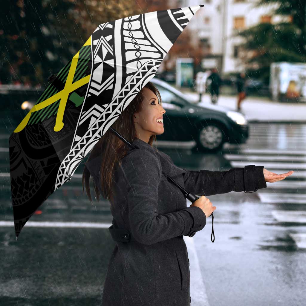 Alo Chiefdom Wallis and Futuna Personalized Umbrella Frangipani Flowers Polynesian Pattern - Polynesian Pride