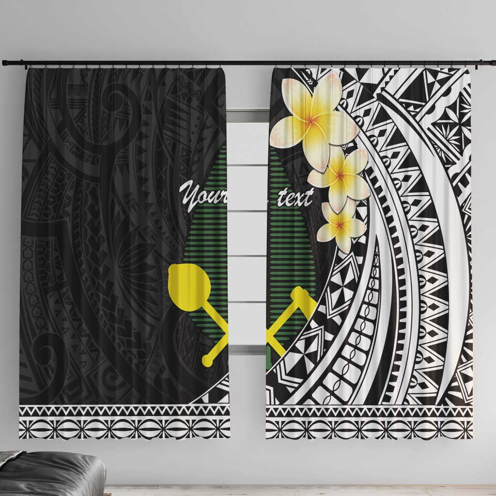 Alo Chiefdom Wallis and Futuna Personalized Window Curtain Frangipani Flowers Polynesian Pattern LT9 With Hooks Black - Polynesian Pride