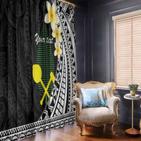 Alo Chiefdom Wallis and Futuna Personalized Window Curtain Frangipani Flowers Polynesian Pattern