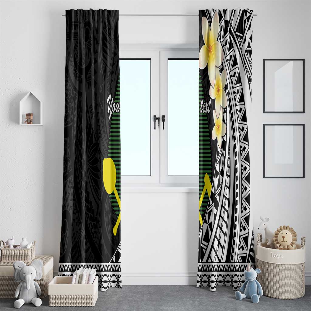 Alo Chiefdom Wallis and Futuna Personalized Window Curtain Frangipani Flowers Polynesian Pattern
