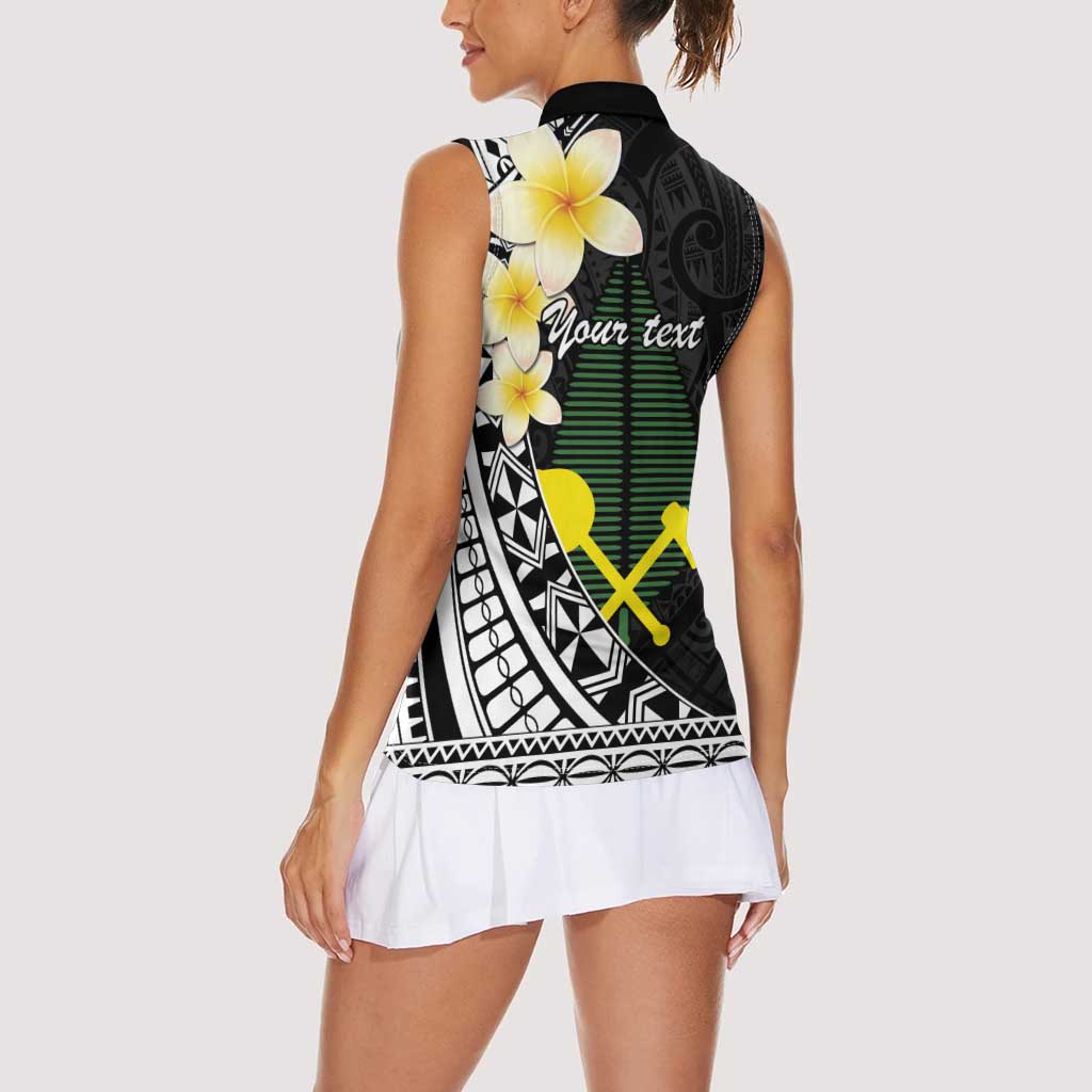 Alo Chiefdom Wallis and Futuna Personalized Women Sleeveless Polo Shirt Frangipani Flowers Polynesian Pattern