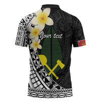 Alo Chiefdom Wallis and Futuna Personalized Zipper Polo Shirt Frangipani Flowers Polynesian Pattern - Polynesian Pride