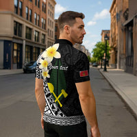 Alo Chiefdom Wallis and Futuna Personalized Zipper Polo Shirt Frangipani Flowers Polynesian Pattern - Polynesian Pride