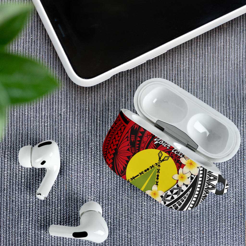 Sigave Chiefdom Wallis and Futuna Personalized AirPods Case Frangipani Flowers Polynesian Pattern - Polynesian Pride