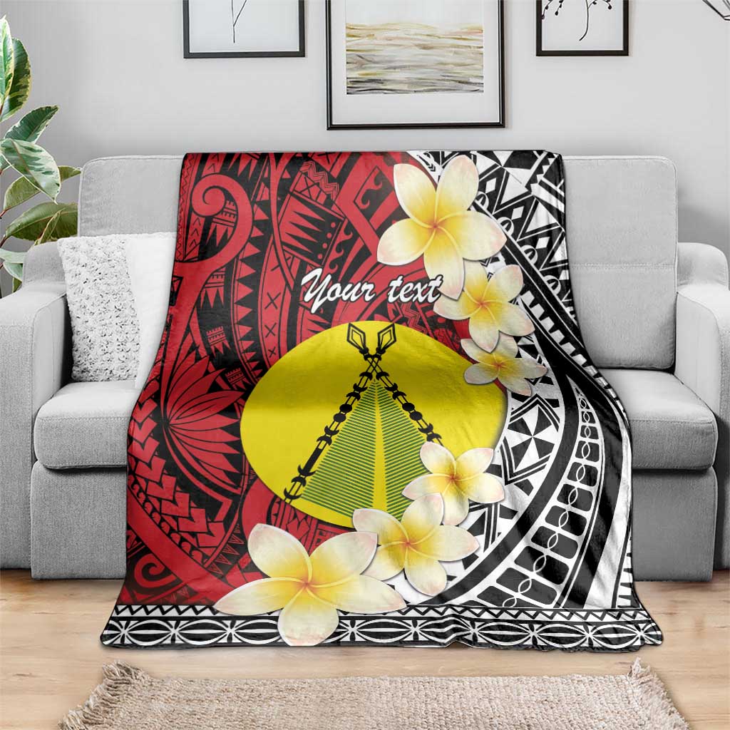 Sigave Chiefdom Wallis and Futuna Personalized Blanket Frangipani Flowers Polynesian Pattern