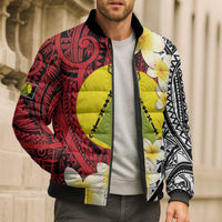 Sigave Chiefdom Wallis and Futuna Personalized Bomber Puffer Jacket Frangipani Flowers Polynesian Pattern - Polynesian Pride