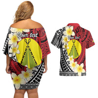 Sigave Chiefdom Wallis and Futuna Personalized Couples Matching Off Shoulder Short Dress and Hawaiian Shirt Frangipani Flowers Polynesian Pattern
