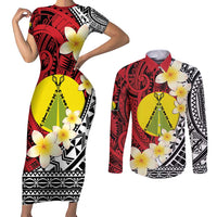 Sigave Chiefdom Wallis and Futuna Personalized Couples Matching Short Sleeve Bodycon Dress and Long Sleeve Button Shirt Frangipani Flowers Polynesian Pattern