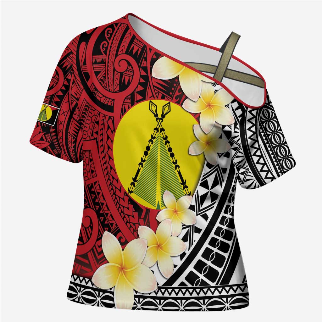 Sigave Chiefdom Wallis and Futuna Personalized Cross Shoulder Shirt Frangipani Flowers Polynesian Pattern LT9 Female Red - Polynesian Pride