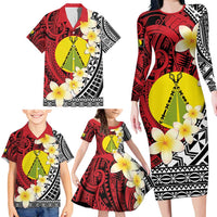 Sigave Chiefdom Wallis and Futuna Personalized Family Matching Long Sleeve Bodycon Dress and Hawaiian Shirt Frangipani Flowers Polynesian Pattern