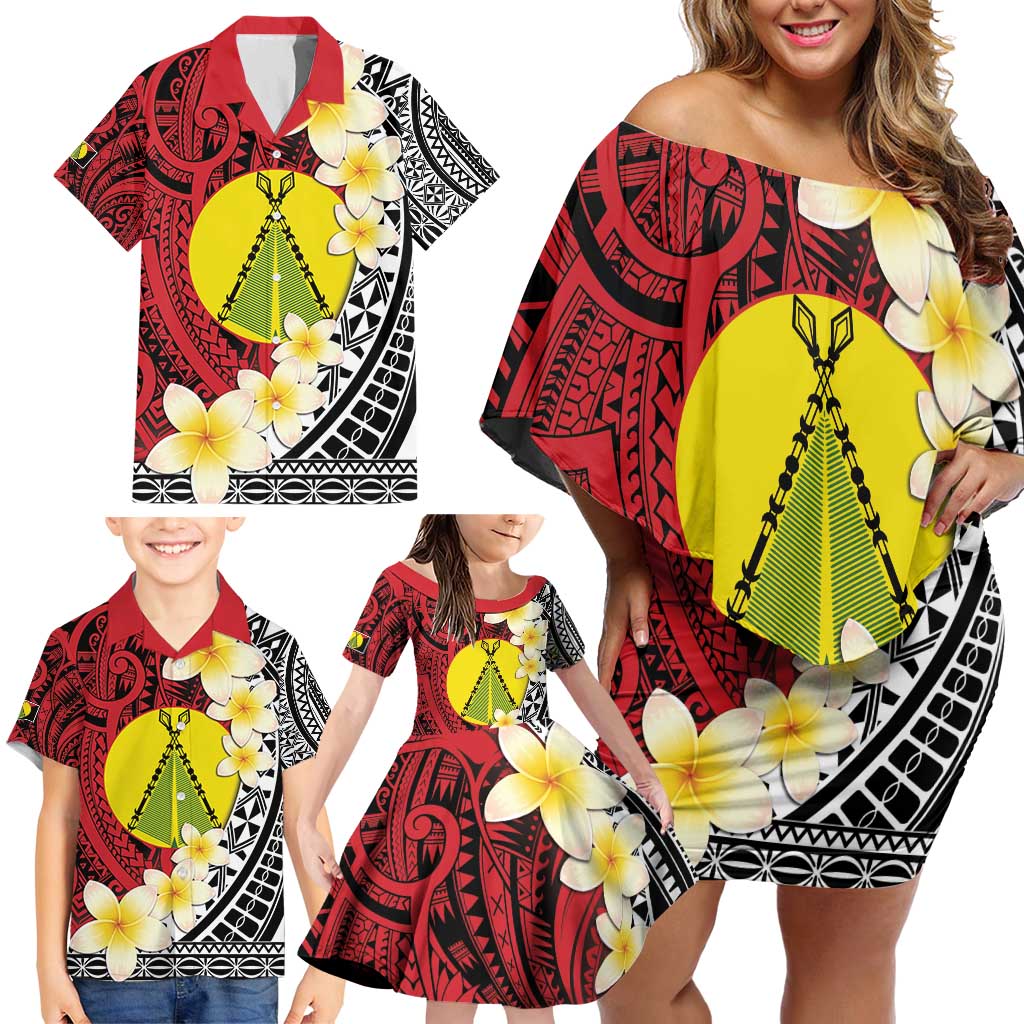 Sigave Chiefdom Wallis and Futuna Personalized Family Matching Off Shoulder Short Dress and Hawaiian Shirt Frangipani Flowers Polynesian Pattern