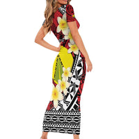 Sigave Chiefdom Wallis and Futuna Personalized Family Matching Short Sleeve Bodycon Dress and Hawaiian Shirt Frangipani Flowers Polynesian Pattern