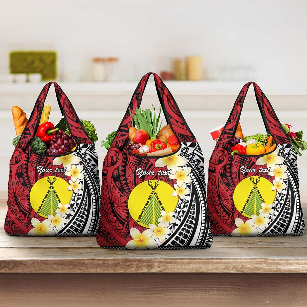 Sigave Chiefdom Wallis and Futuna Personalized Grocery Bag Frangipani Flowers Polynesian Pattern