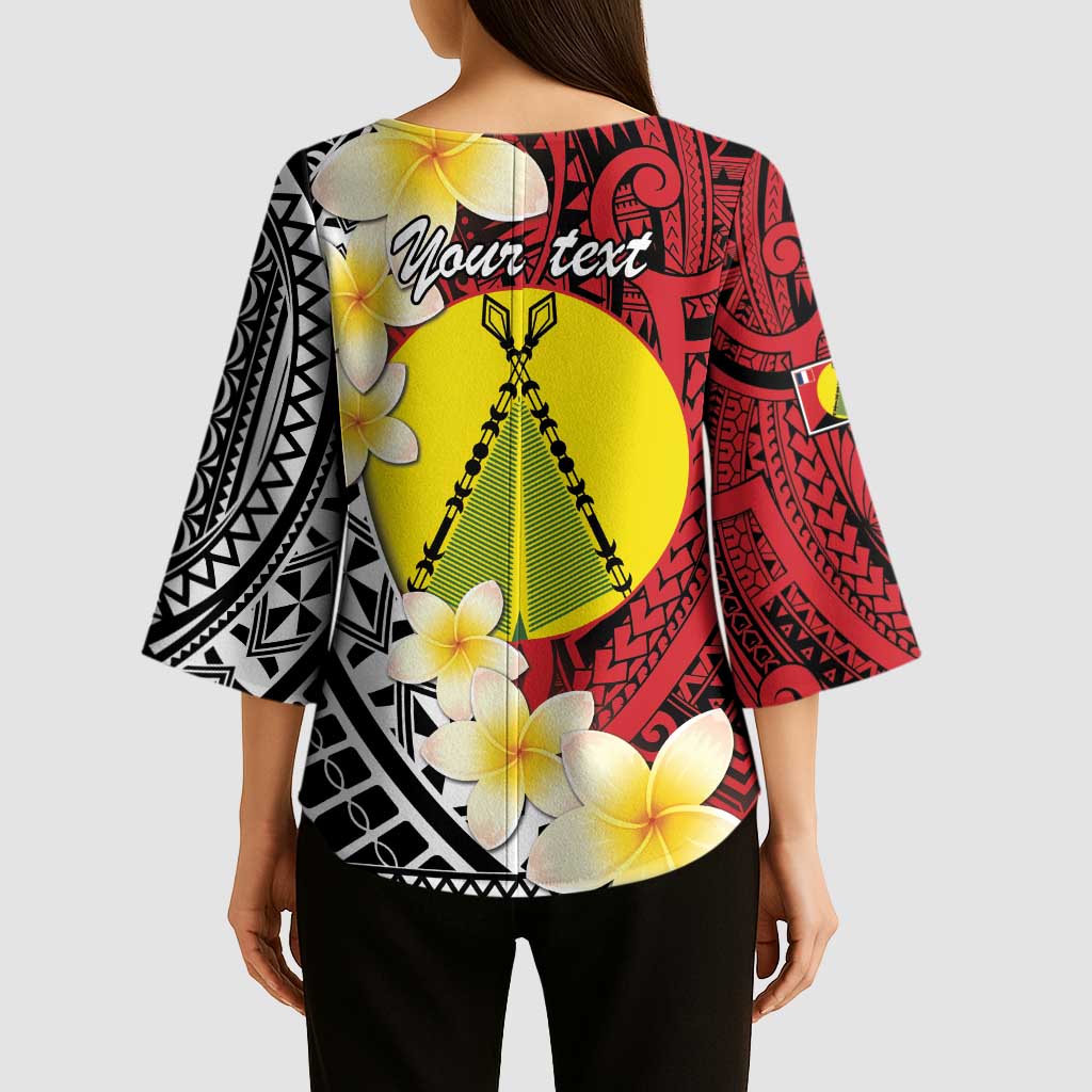Sigave Chiefdom Wallis and Futuna Personalized Kimono Sleeve Blouse Frangipani Flowers Polynesian Pattern - Polynesian Pride