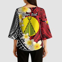 Sigave Chiefdom Wallis and Futuna Personalized Kimono Sleeve Blouse Frangipani Flowers Polynesian Pattern - Polynesian Pride